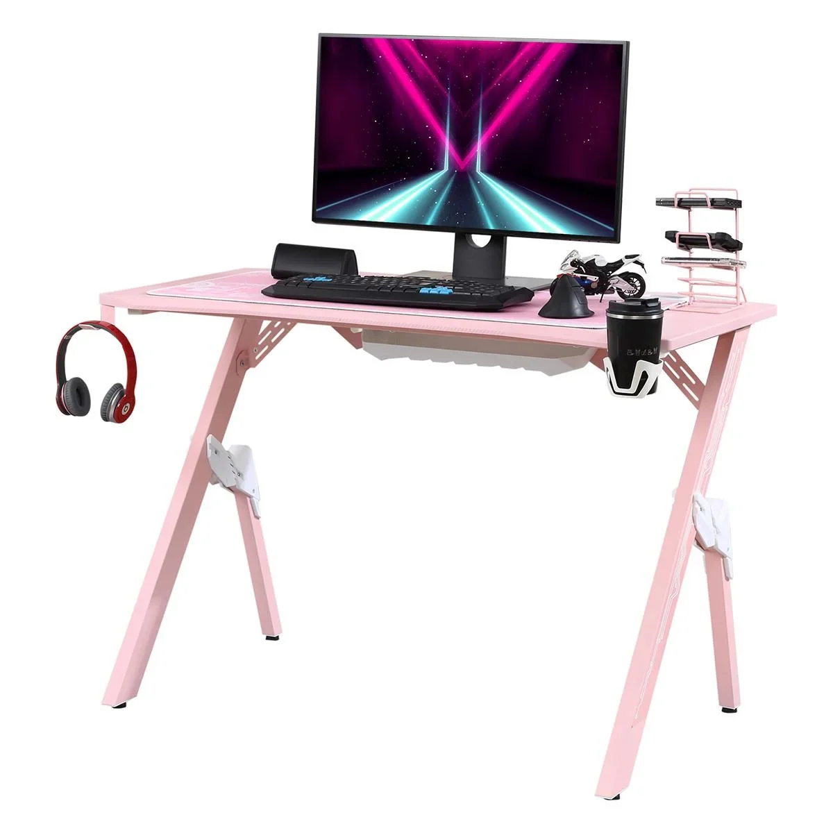 Gaming Tisch Schreibtisch Computertisch Arbeitstisch Möbel für Büro Wohnzimmer Arbeitszimmer, modernes Design, MDF Metal - 0