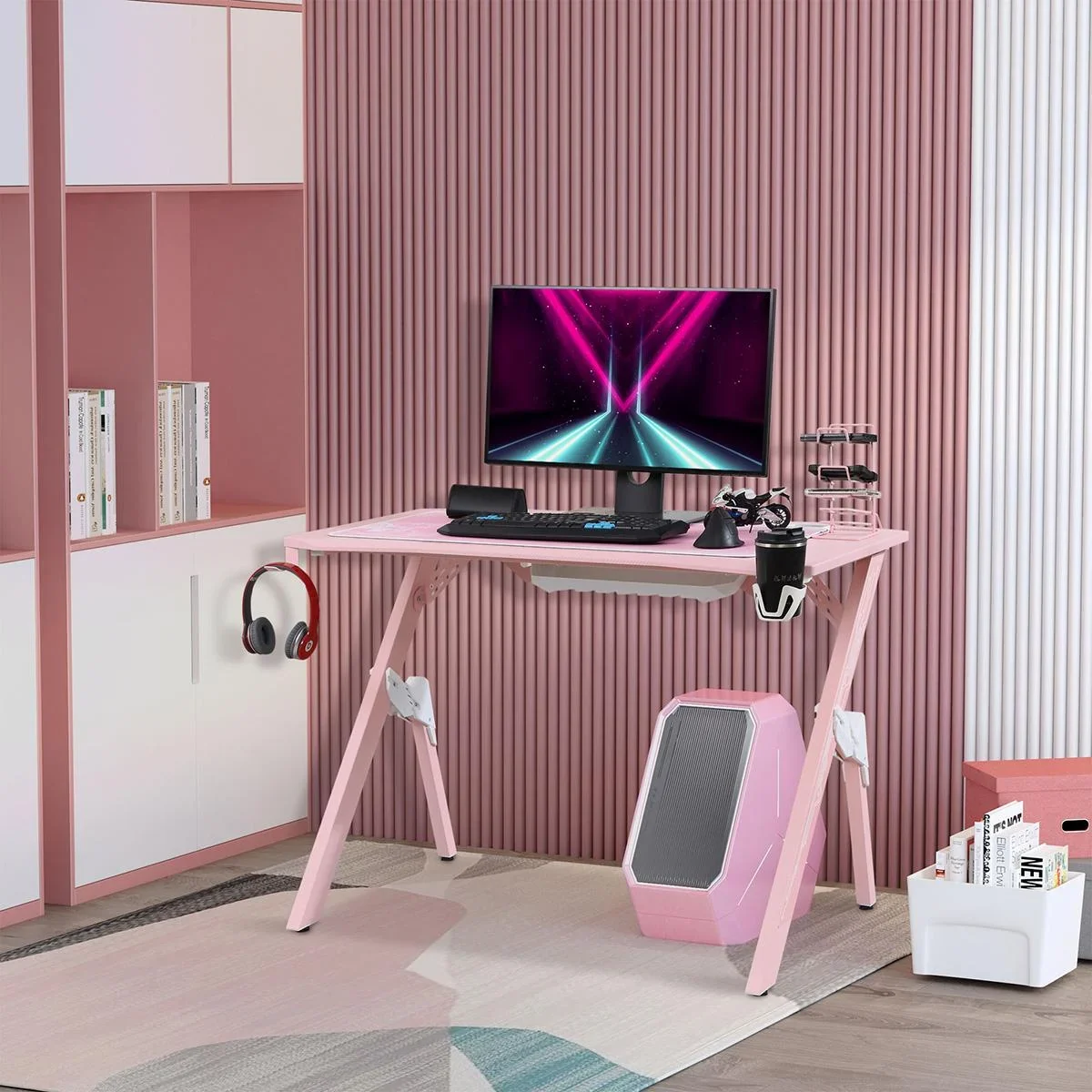 Gaming Tisch Schreibtisch Computertisch Arbeitstisch Möbel für Büro Wohnzimmer Arbeitszimmer, modernes Design, MDF Metal - 2