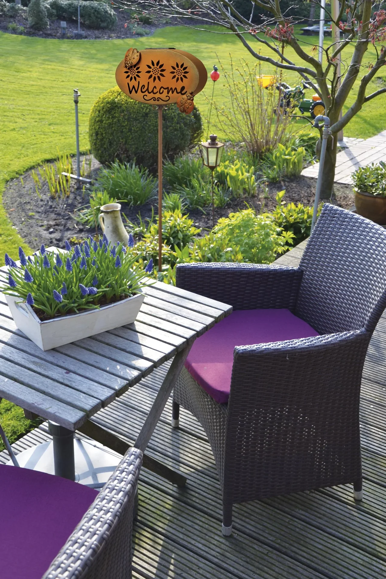 Solar Willkommensschild "Welcome" mit LED Licht - 1