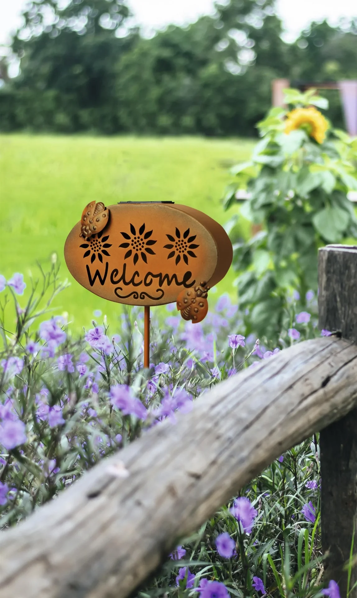 Solar Willkommensschild "Welcome" mit LED Licht - 2