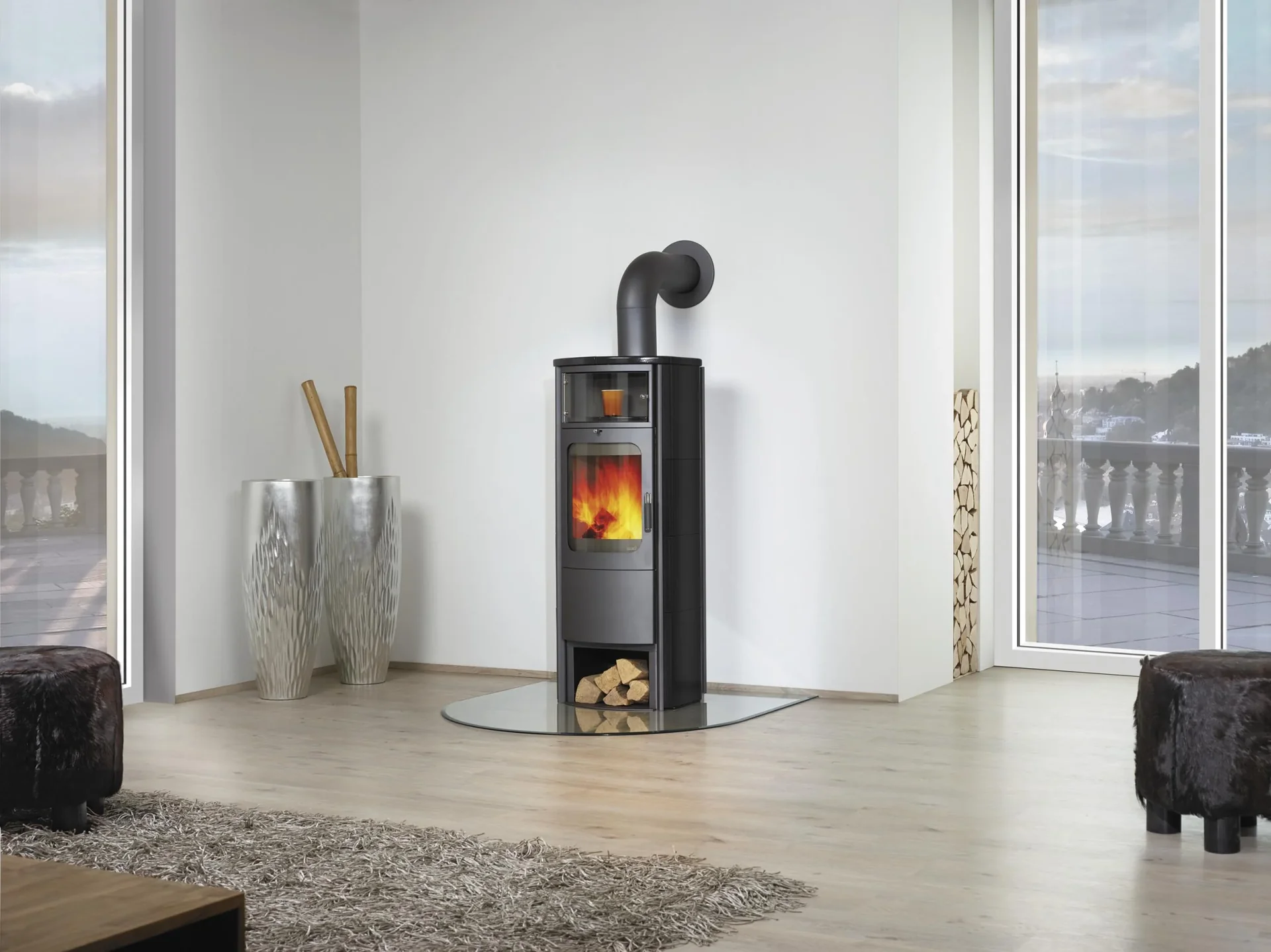 Kaminofen Opera-B Grande(5 kW) meteor-schwarz, Dauerbrand, Automatik - 1