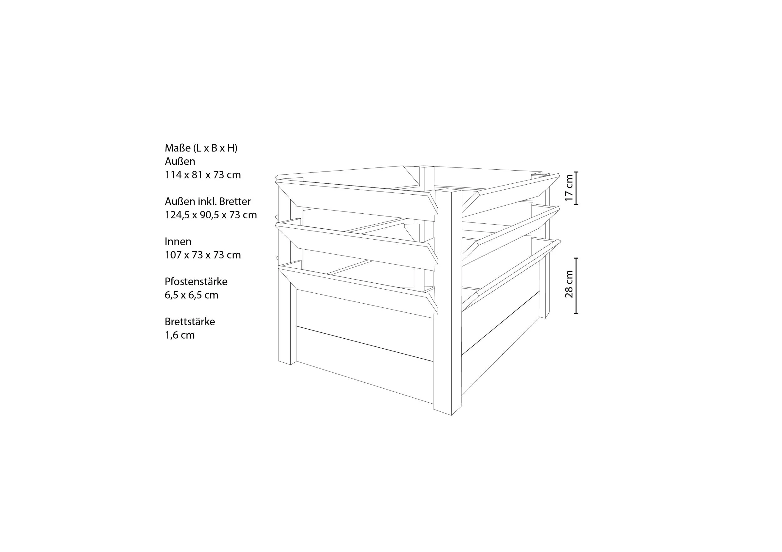 Premium Hochbeet XXL, 124 x 91 x 73 cm - 6