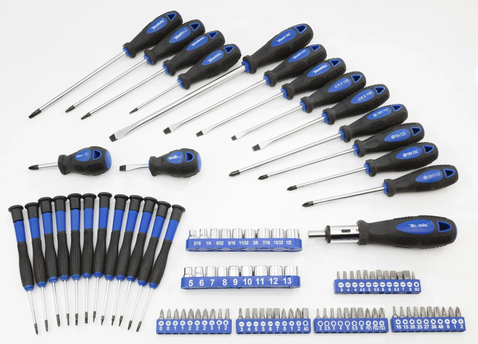 Schraubendreher Satz 98-teilig inklusive Bits- und Steckschlüsseleinsätzen + Gratis dazu Tasche - 0