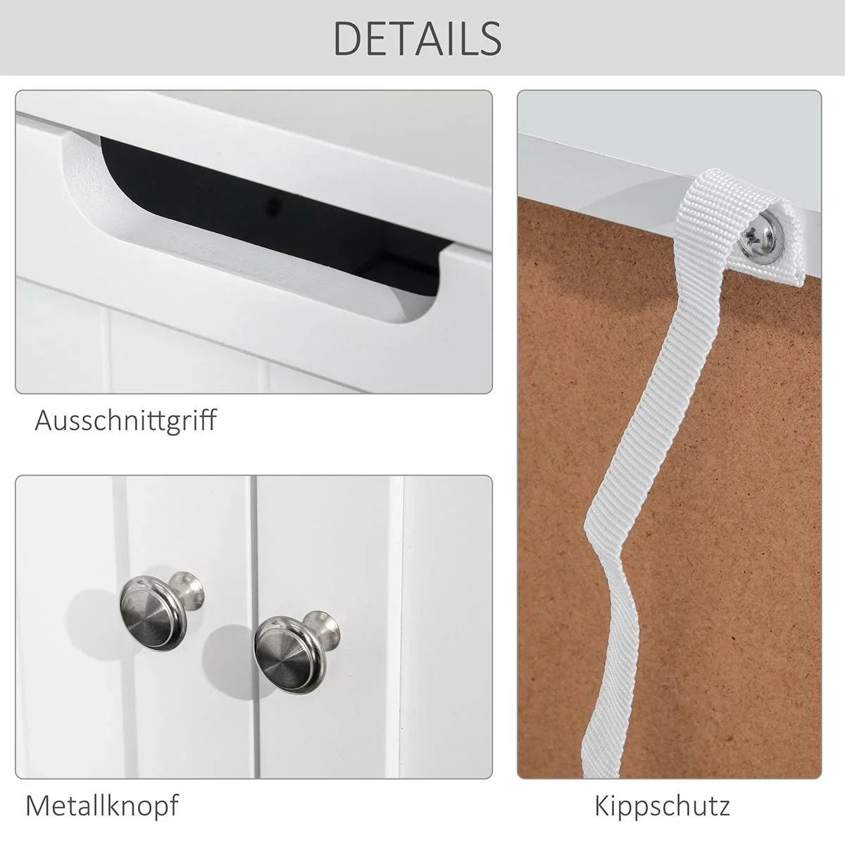 Badezimmerschrank mit 2 Schubladen 1 Tür Schrank weiß - 0