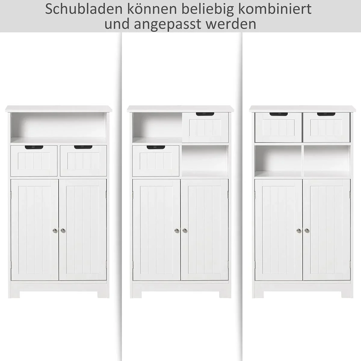 Badezimmerschrank mit 2 Schubladen 1 Tür Schrank weiß - 3