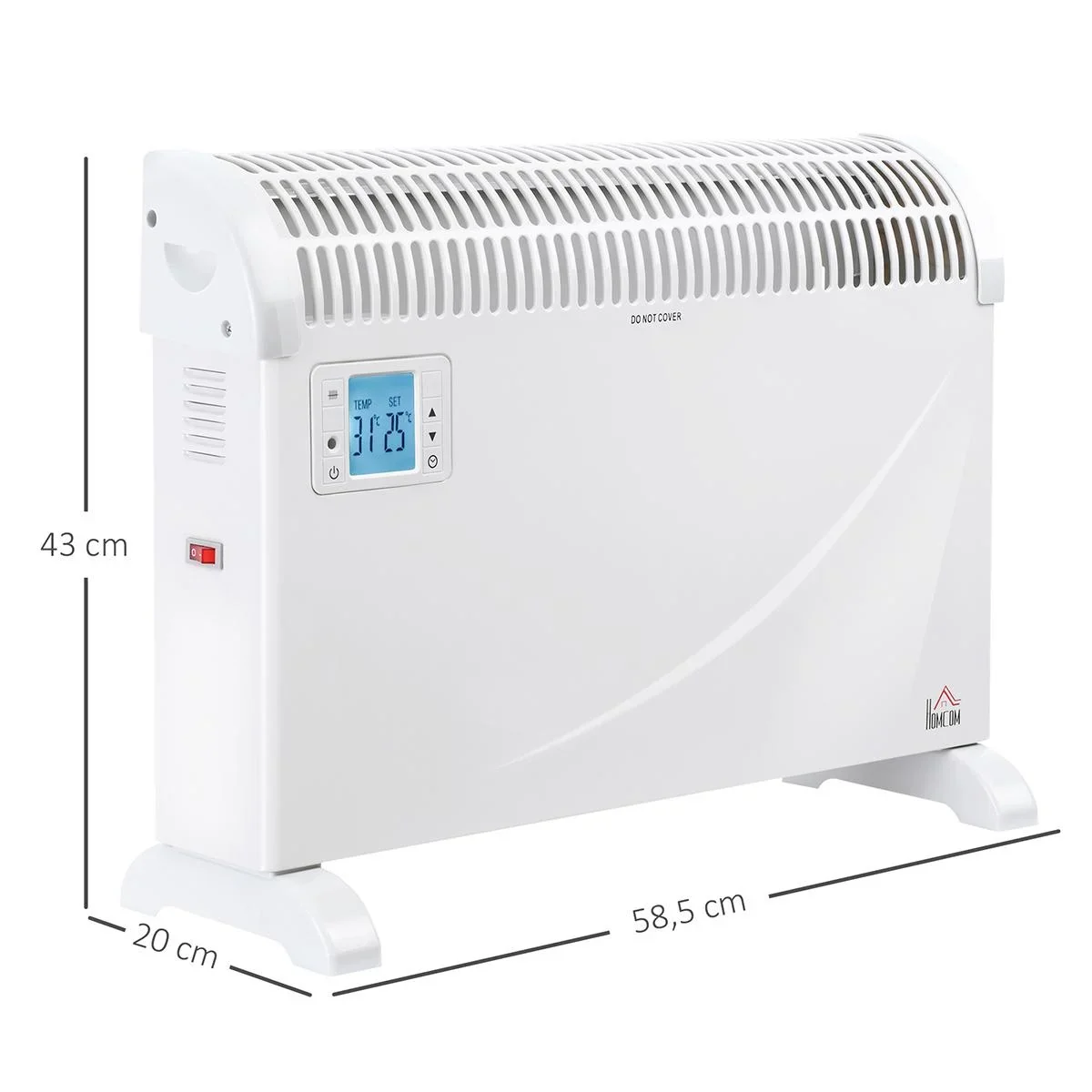 Heizgerät Heizlüfter 2000W mit 3 Stufen Warm 24-Stunden-Timer Metall Kunststoff Weiß 58,5 x 20 x 43 cm - 2