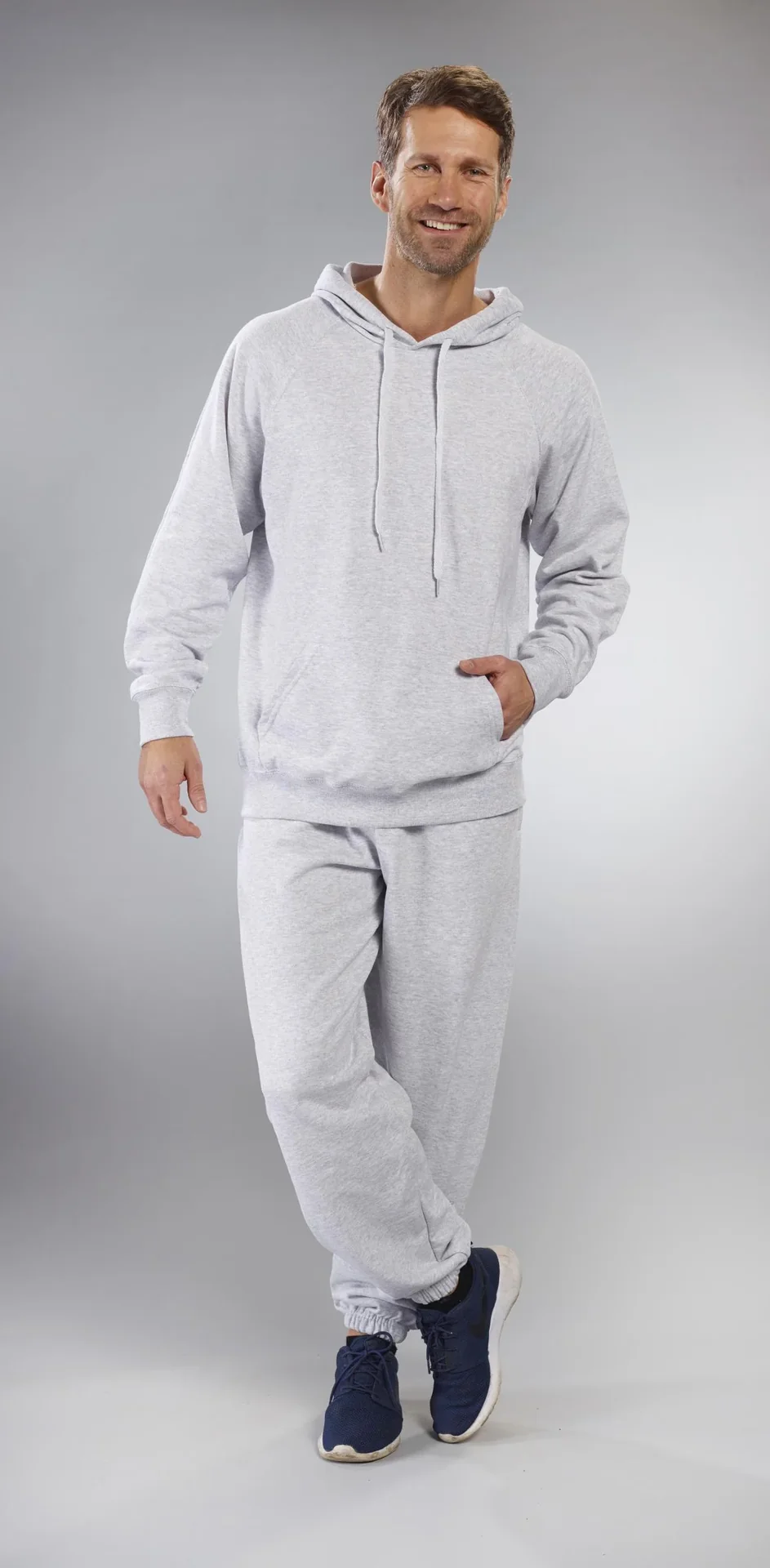 Hoody mit Kängurutasche, Farbe hellgrau, Gr.M - 0