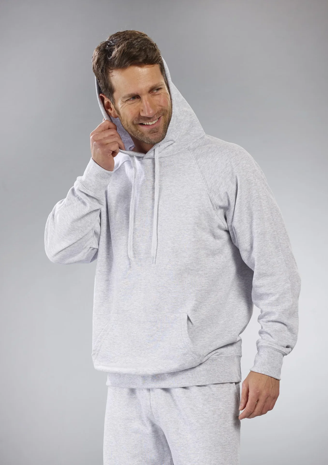 Hoody mit Kängurutasche, Farbe hellgrau, Gr.M - 3
