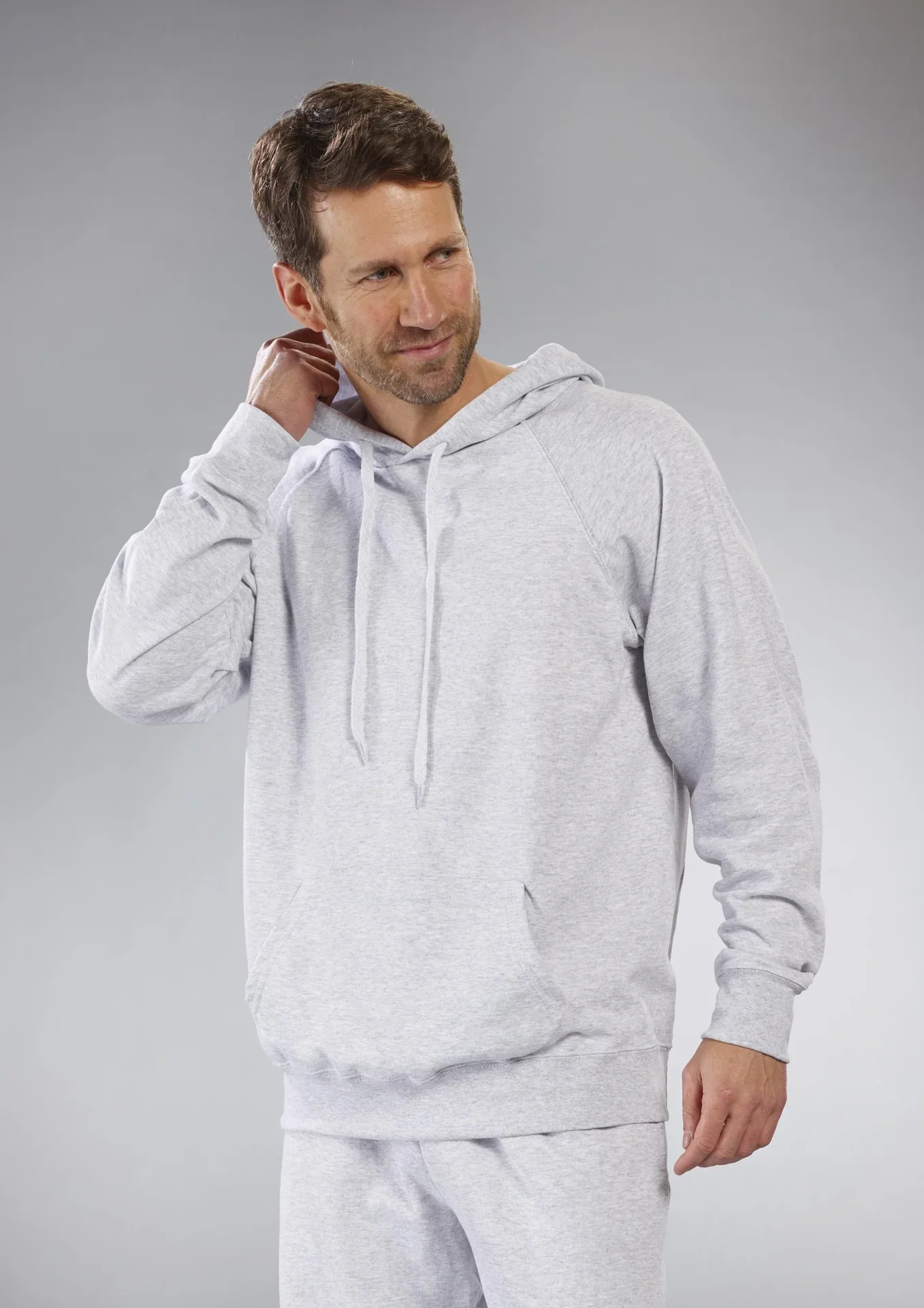 Hoody mit Kängurutasche, Farbe hellgrau, Gr.M - 6