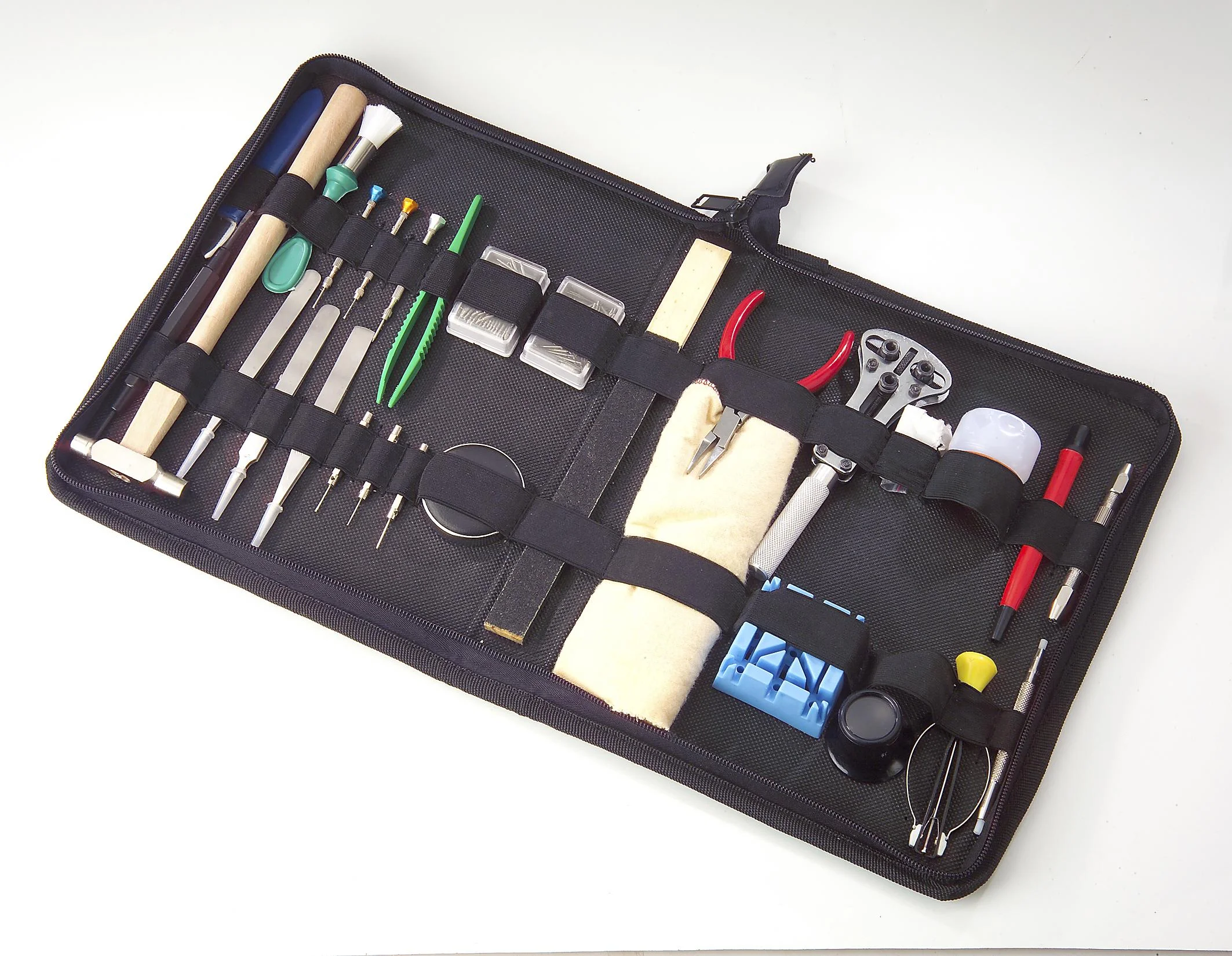 Großes Uhren Werkzeug Set, 28-teilig im hochwertigem Kunstleder Etui - 0