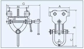Rollklemme BR 20, Tragfähigkeit 2000 kg, Greifbereich 76 - 203 mm, Min. Kurvenradius 1,3 m - 0
