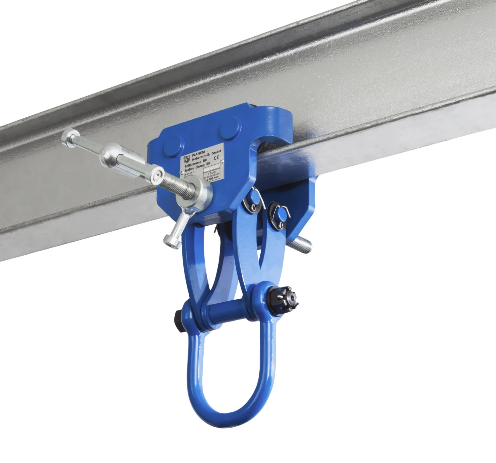 Rollklemme BR 20, Tragfähigkeit 2000 kg, Greifbereich 76 - 203 mm, Min. Kurvenradius 1,3 m - 2