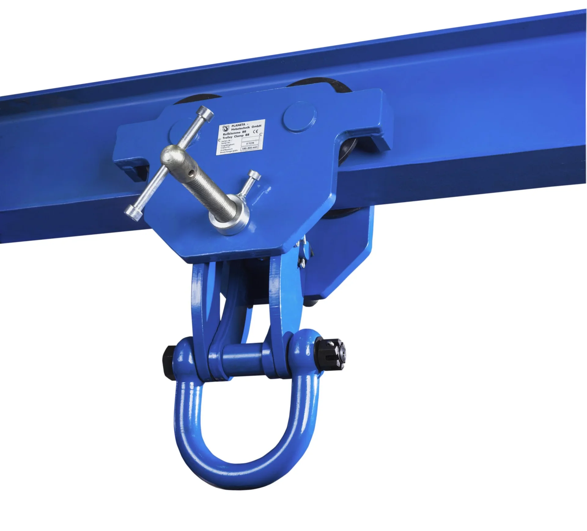Rollklemme BR 20, Tragfähigkeit 2000 kg, Greifbereich 76 - 203 mm, Min. Kurvenradius 1,3 m - 3