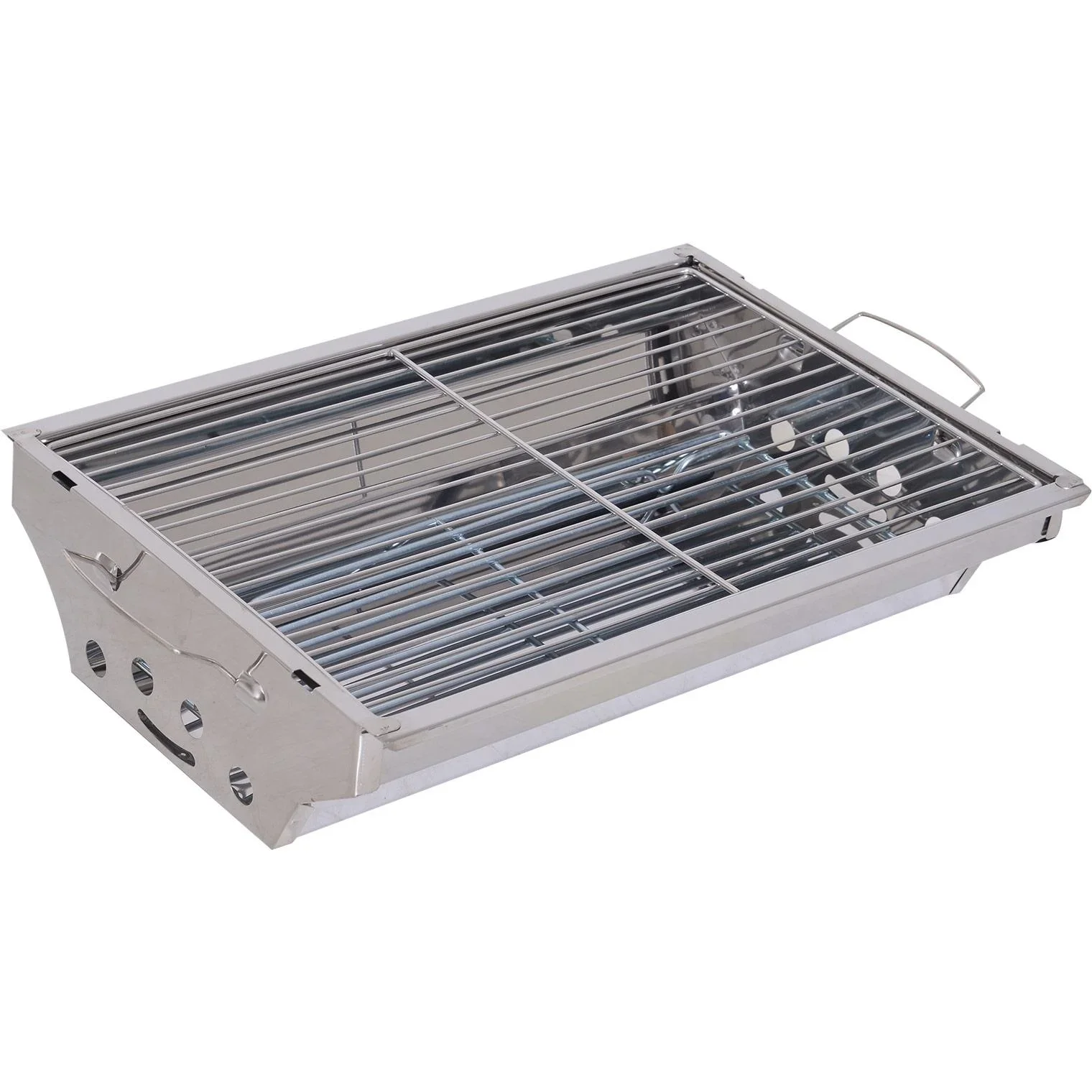 Klappgrill Gasgrill Standgrill tragbar Tischgrill Camping Garten BBQ Edelstahl Silber 58 x 34,2 x 34 cm - 0