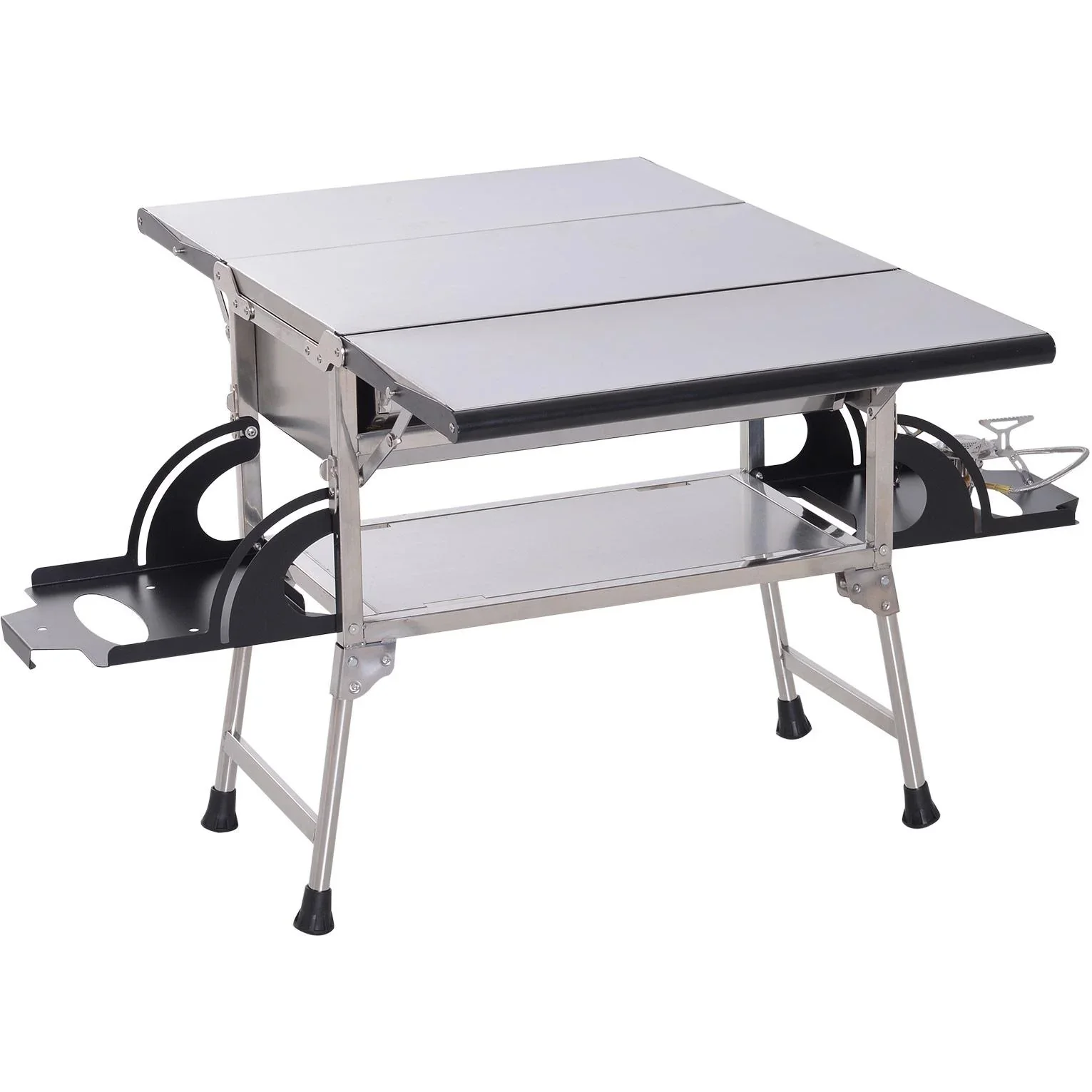 Klappgrill Gasgrill Standgrill tragbar Tischgrill Camping Garten BBQ Edelstahl Silber 58 x 34,2 x 34 cm - 7