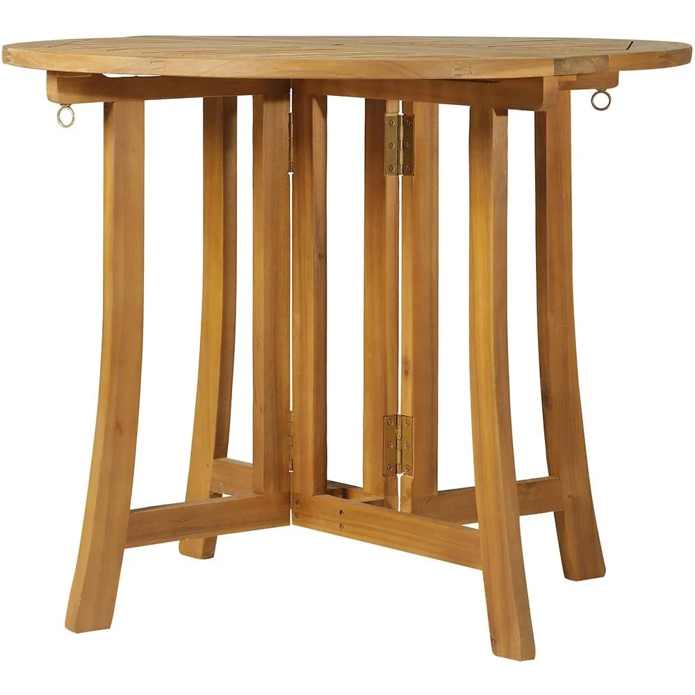 Klapptisch Beistelltisch Gartentisch Holztisch klappbar mit Schirmloch Akazie Natur Ø90 x 78 cm - 6