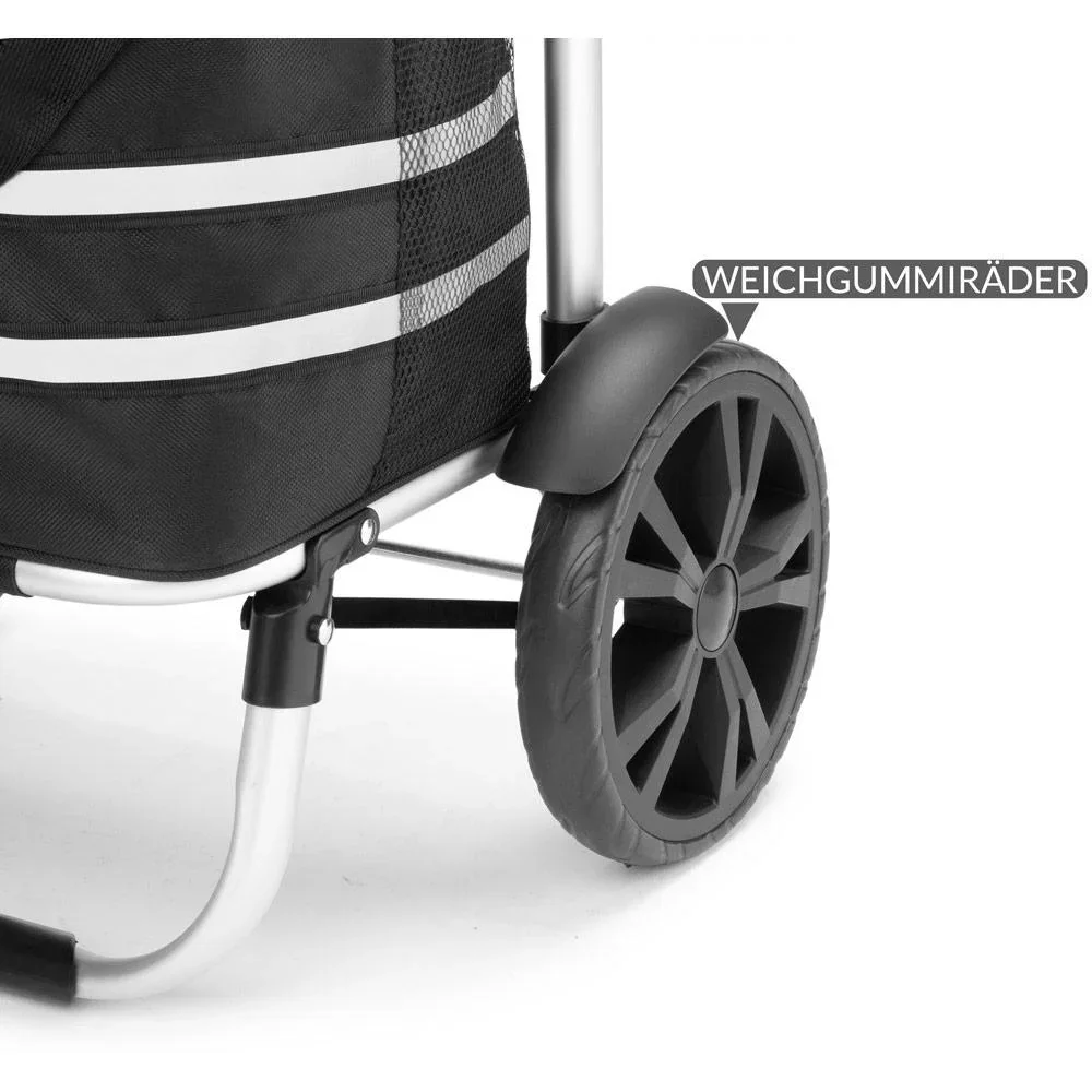 Einkaufswagen Max 25kg|Abnehmbare Einkaufstasche|Mit Kühlfach | Aluminium schwarz - 1