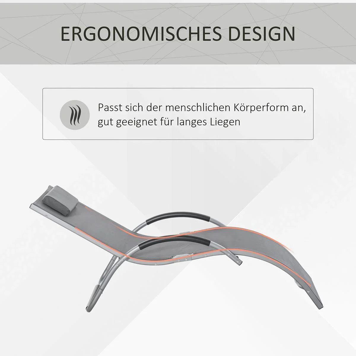 Gartenliegen mit Kissen Sonnenliege Relaxliege ergonomisch Aluminium Texteline Dunkelgrau 160 x 60 x 65 cm - 3