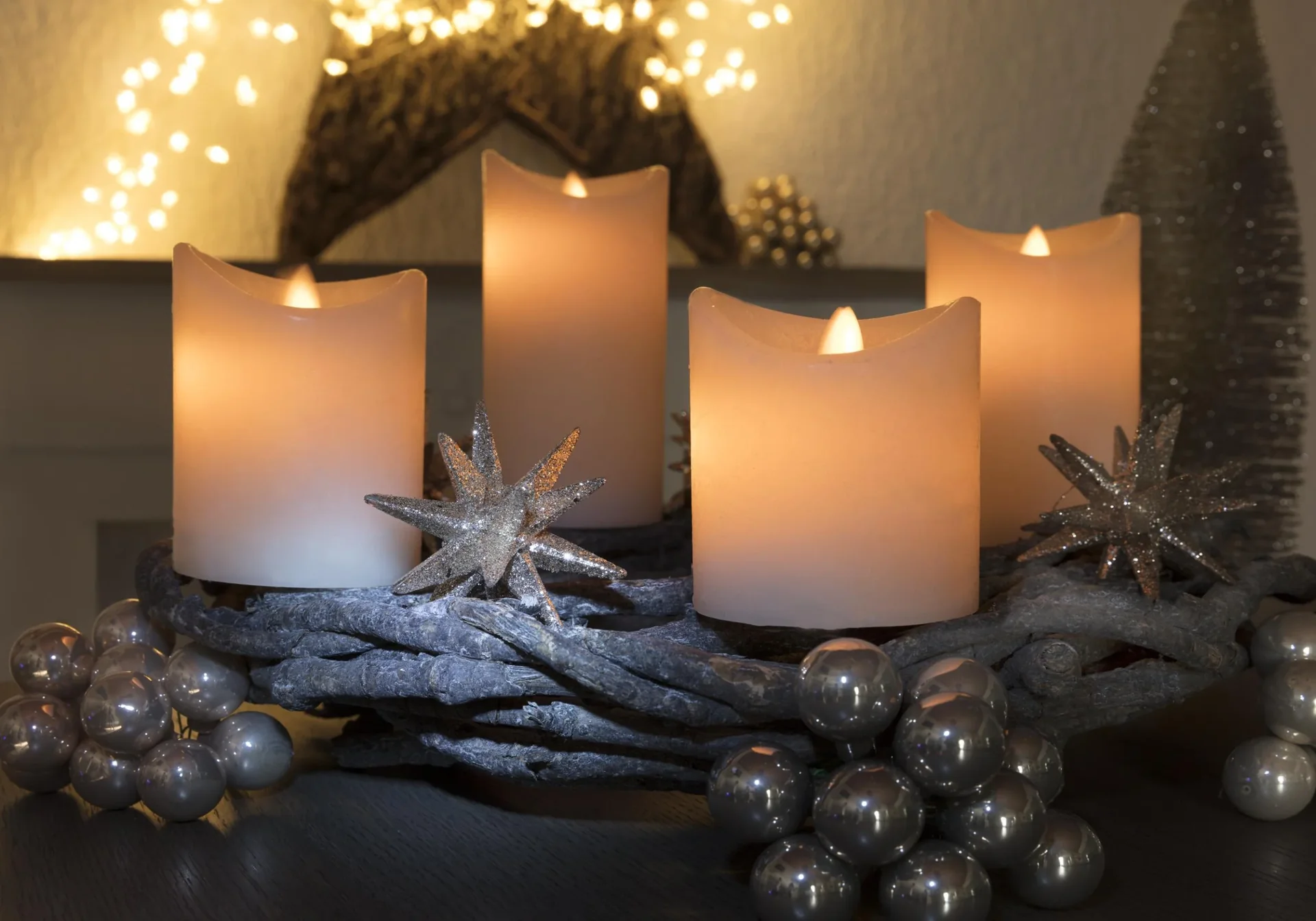 LED Echtwachskerze 4er Set - 0