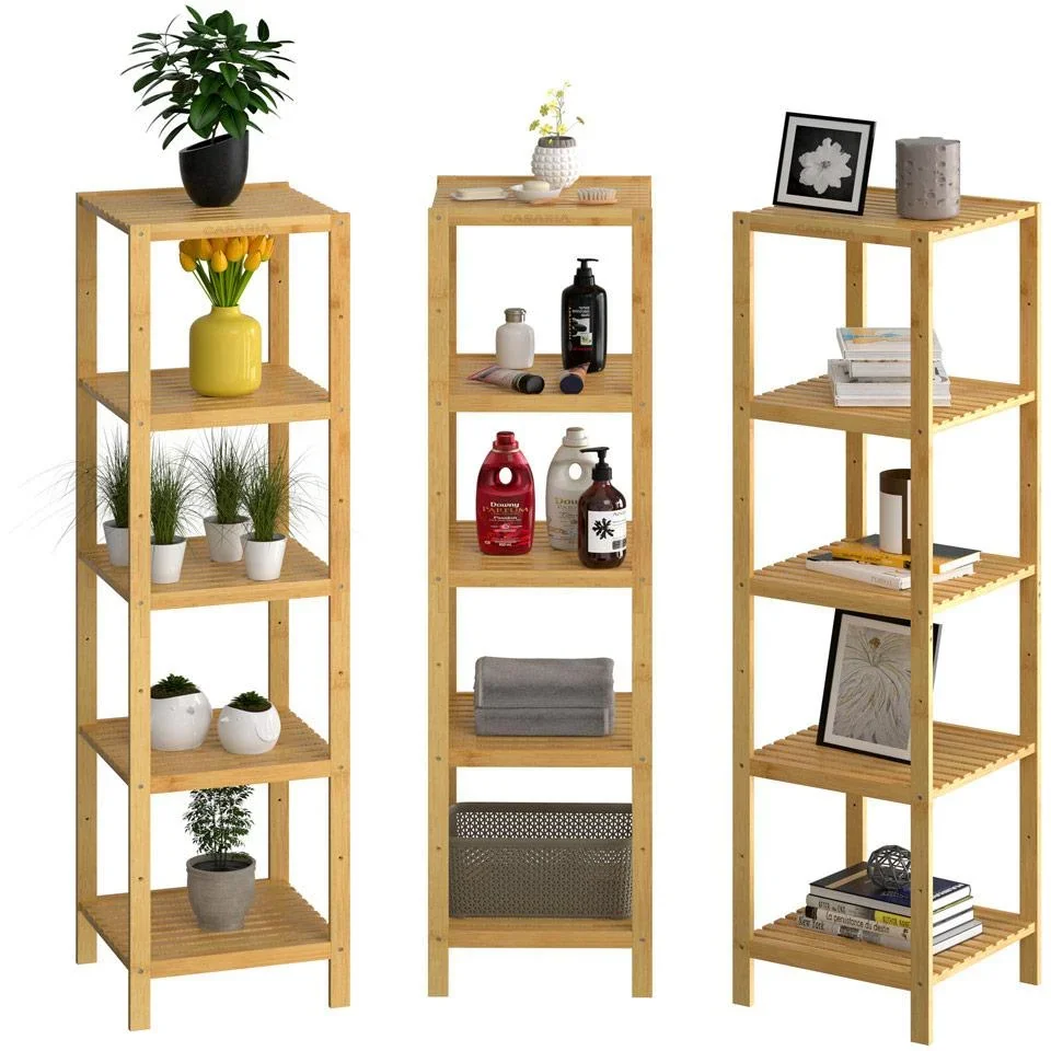 Stehendes Bad / Wohnzimmer Schrank Bambus 140x33x33cm Zeitlos Hochwertig - 0