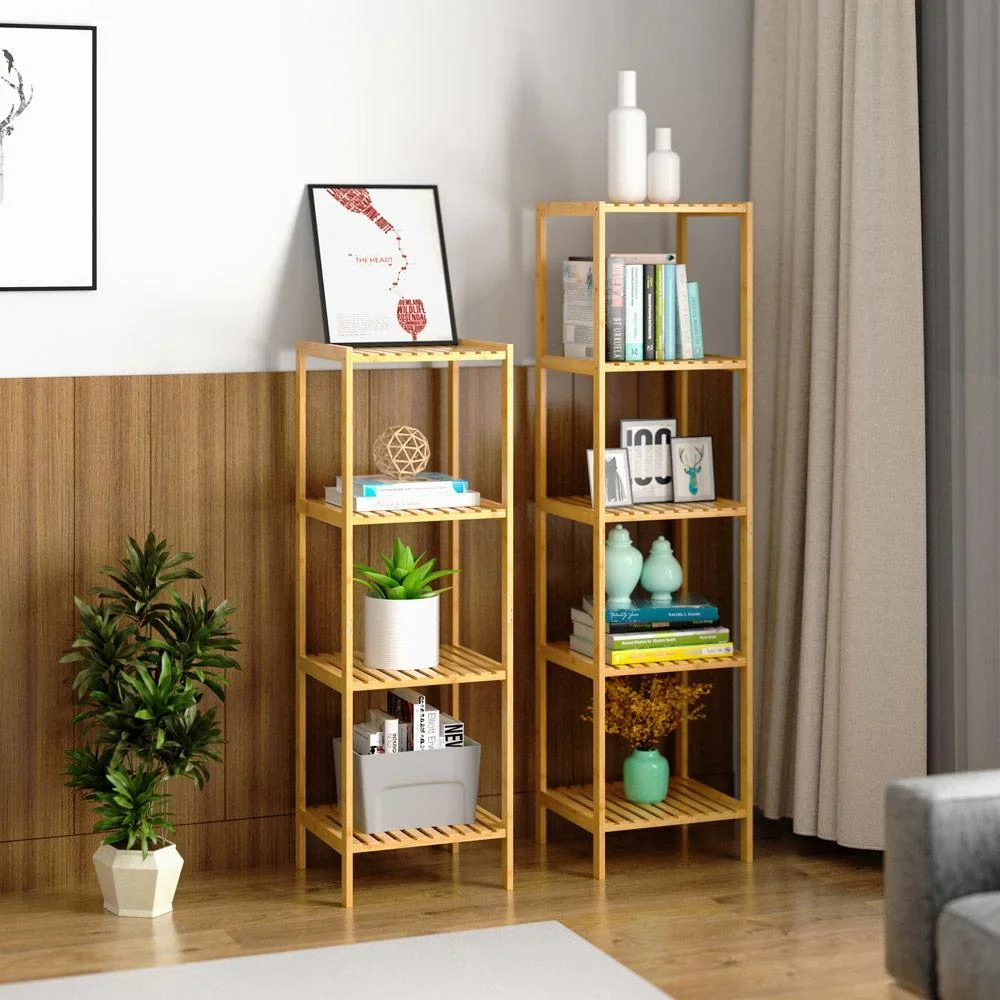 Stehendes Bad / Wohnzimmer Schrank Bambus 140x33x33cm Zeitlos Hochwertig - 1