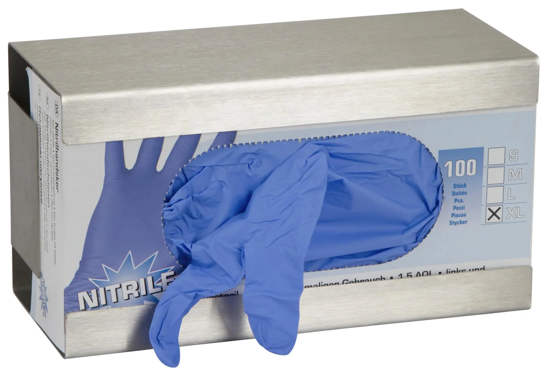 Wandhalter für Einmalhandschuhe aus Edelstahl, mit Feder - 0