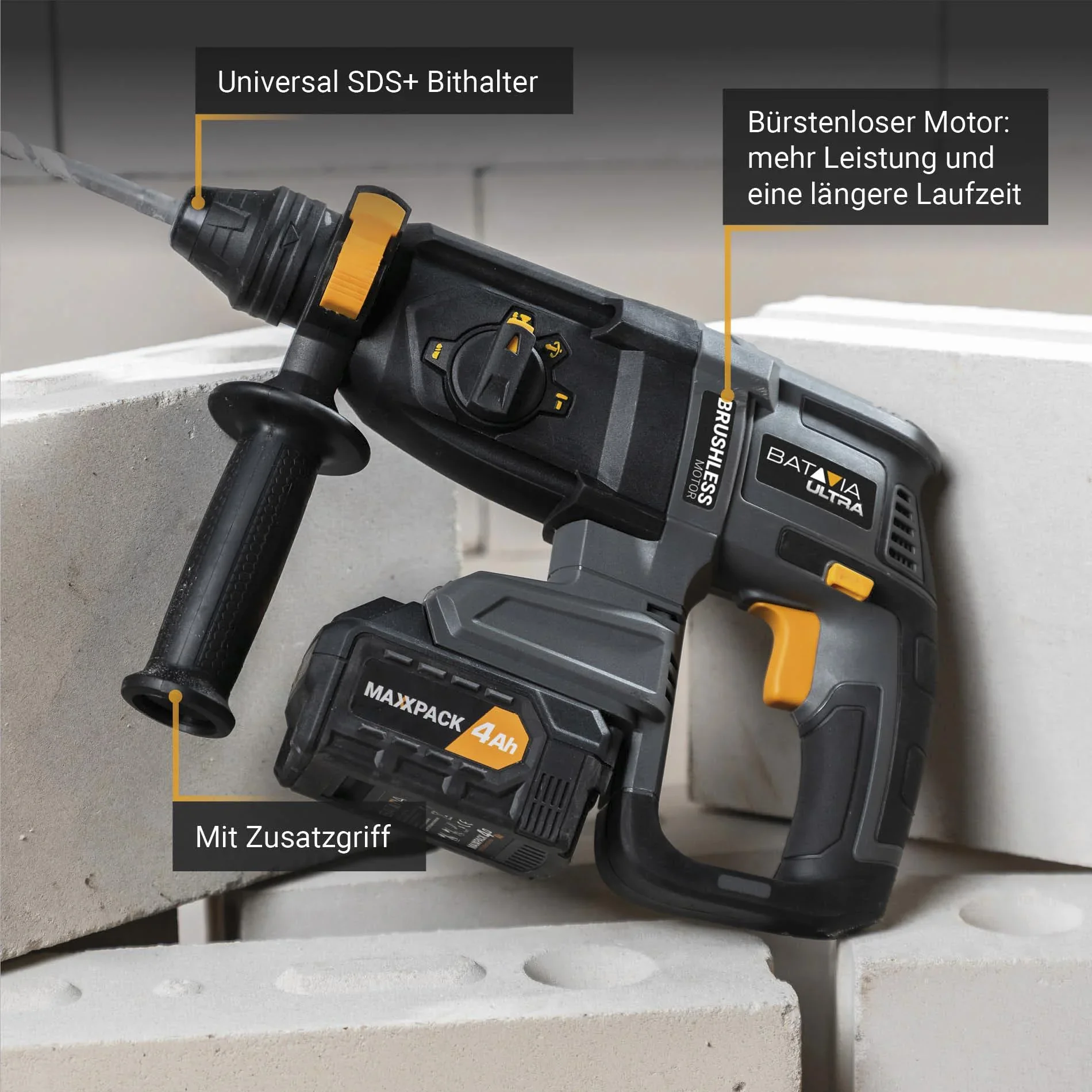 Maxxpack 18V Akku-Bohrhammer SDS+ Brushless (ohne Akku und Ladegerät) - 3