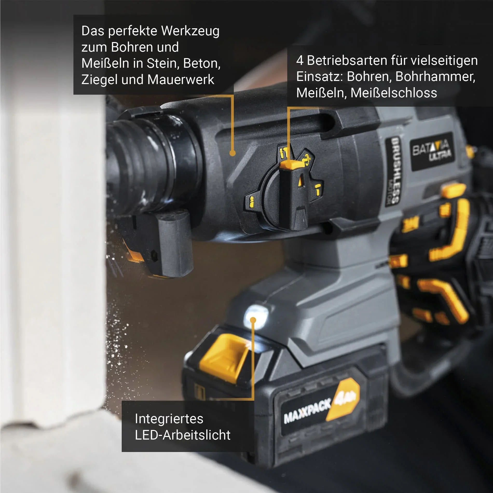 Maxxpack 18V Akku-Bohrhammer SDS+ Brushless (ohne Akku und Ladegerät) - 10