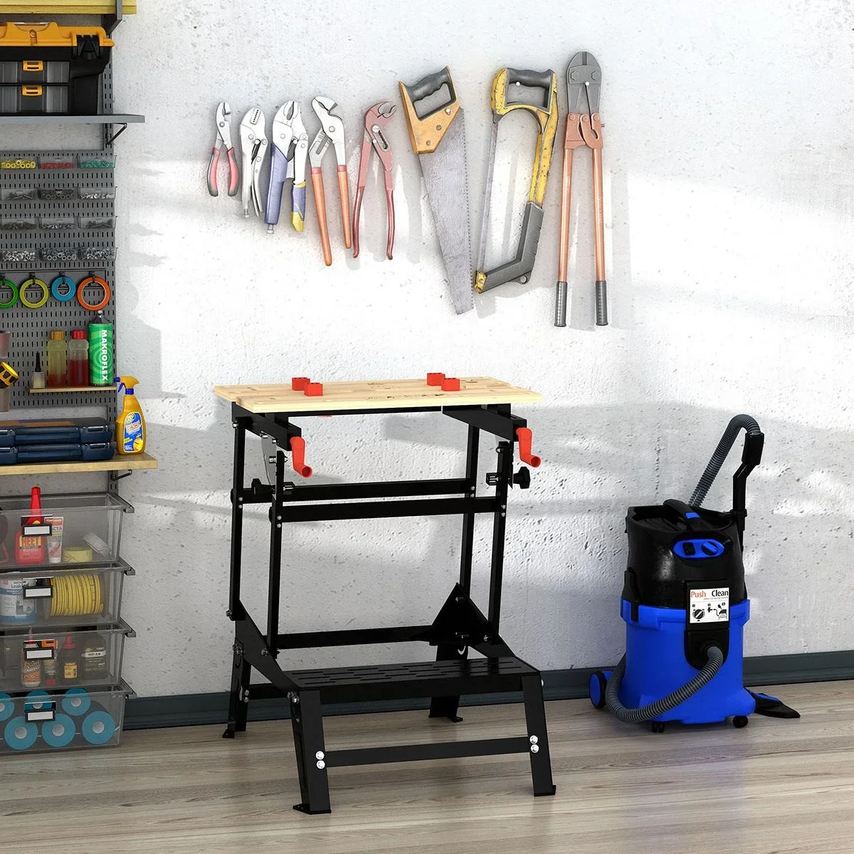 Werktisch Spanntisch Werkbank Versenkbare und klappbare Tischplatte Belastbarkeit Arbeitstisch Arbeitsplatte höhenverste - 0