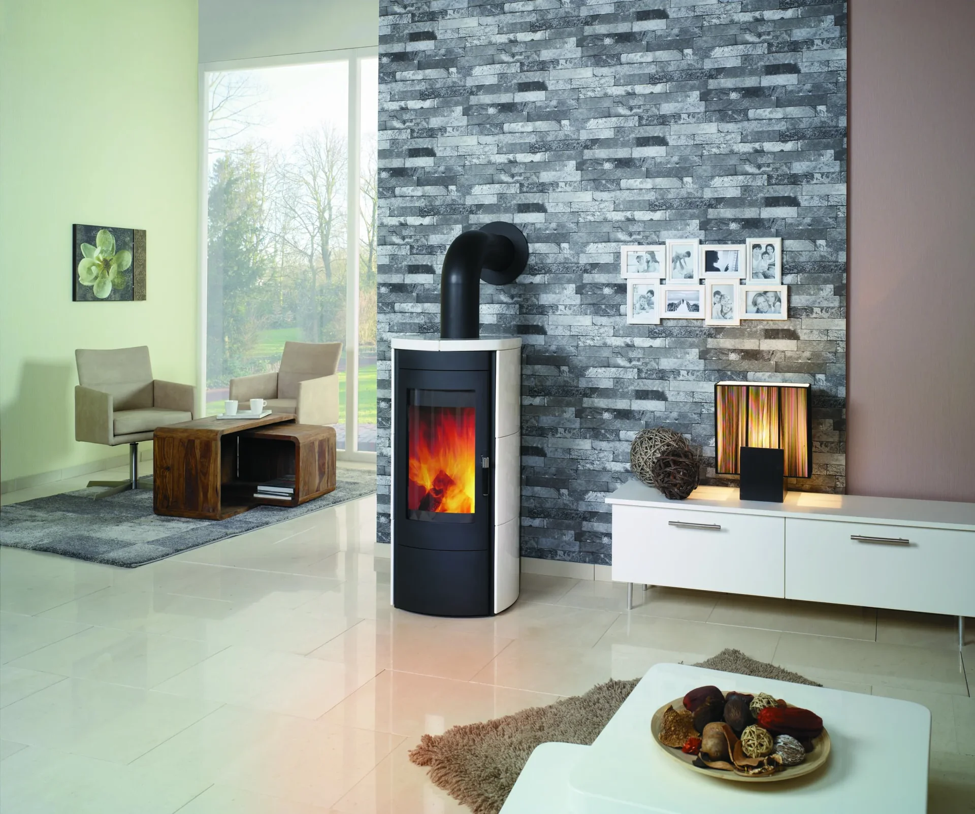 Kaminofen Tiamo EX creme-weiss, Dauerbrand, 3in1-Komfortregelung, Externe Zuluft - 0