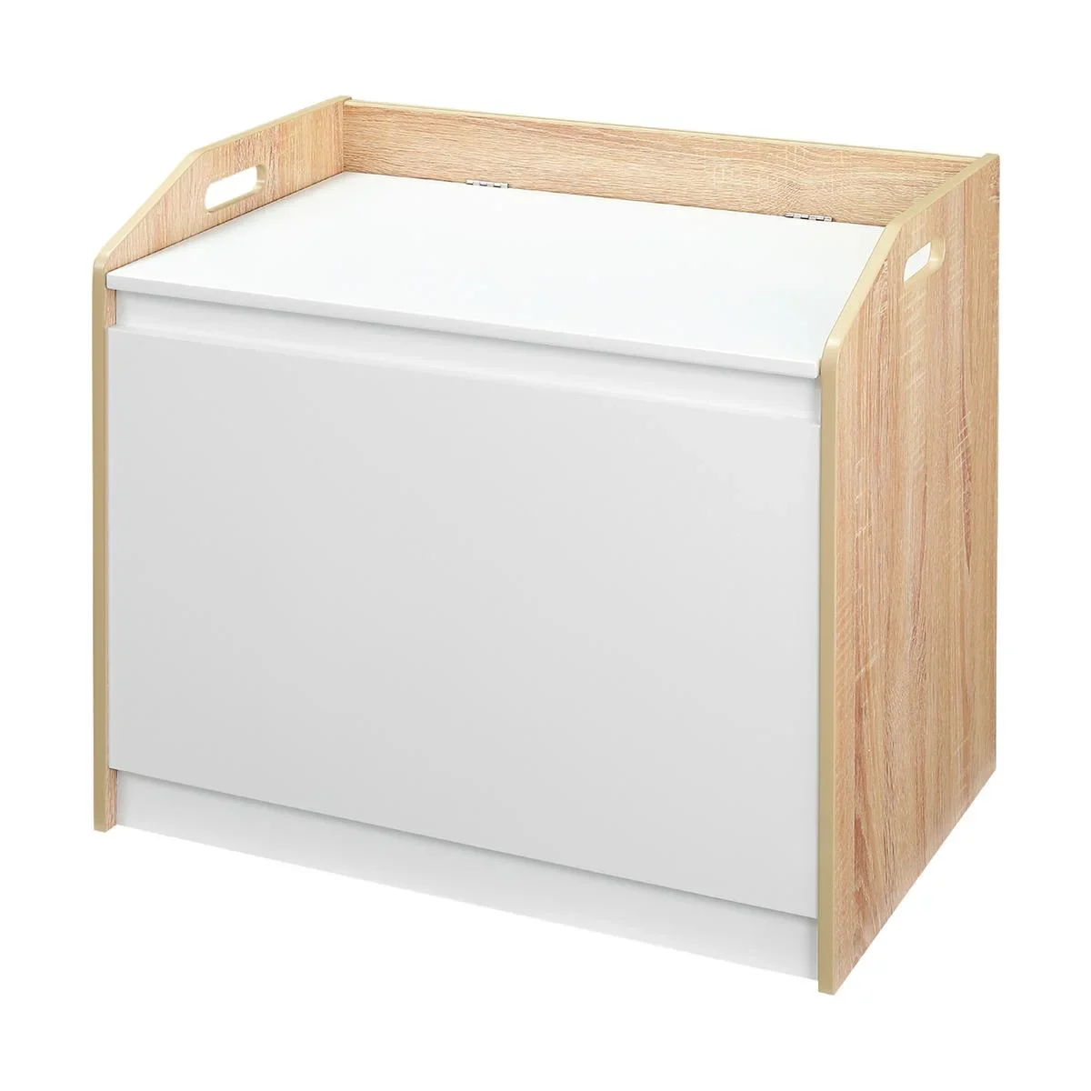 Sitzbank mit Stauraum 2-in-1 Truhenbank Nachttisch Aufbewahrungstruhe Weiß+Natur 62,4 x 40 x 51,5 cm - 0