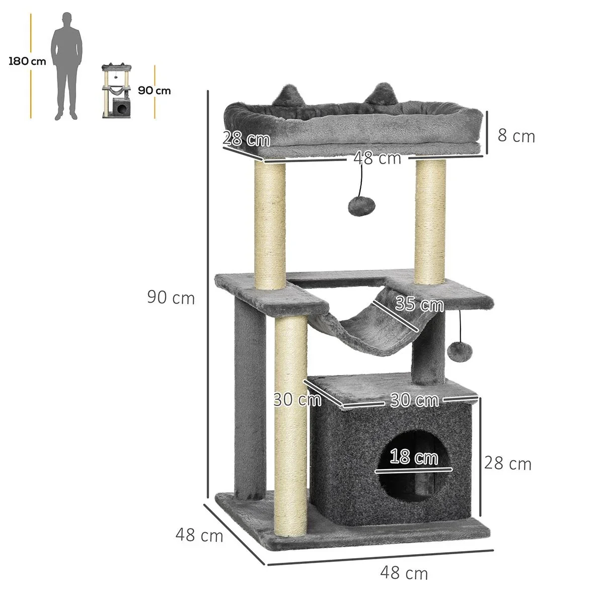 Katzenbaum 100 cm Kratzbaum mit Hä - 3