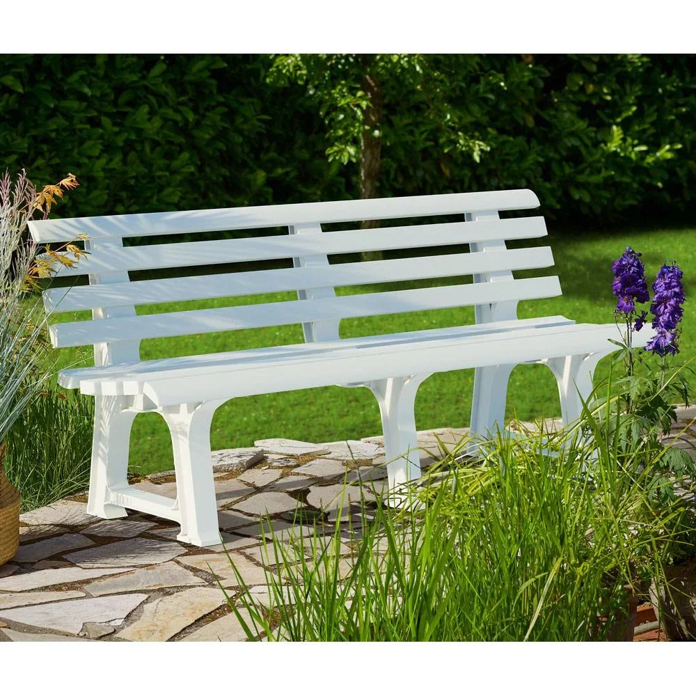 NL Gartenbank 145x49x74 cm - Weiß- 3 Personen - 3