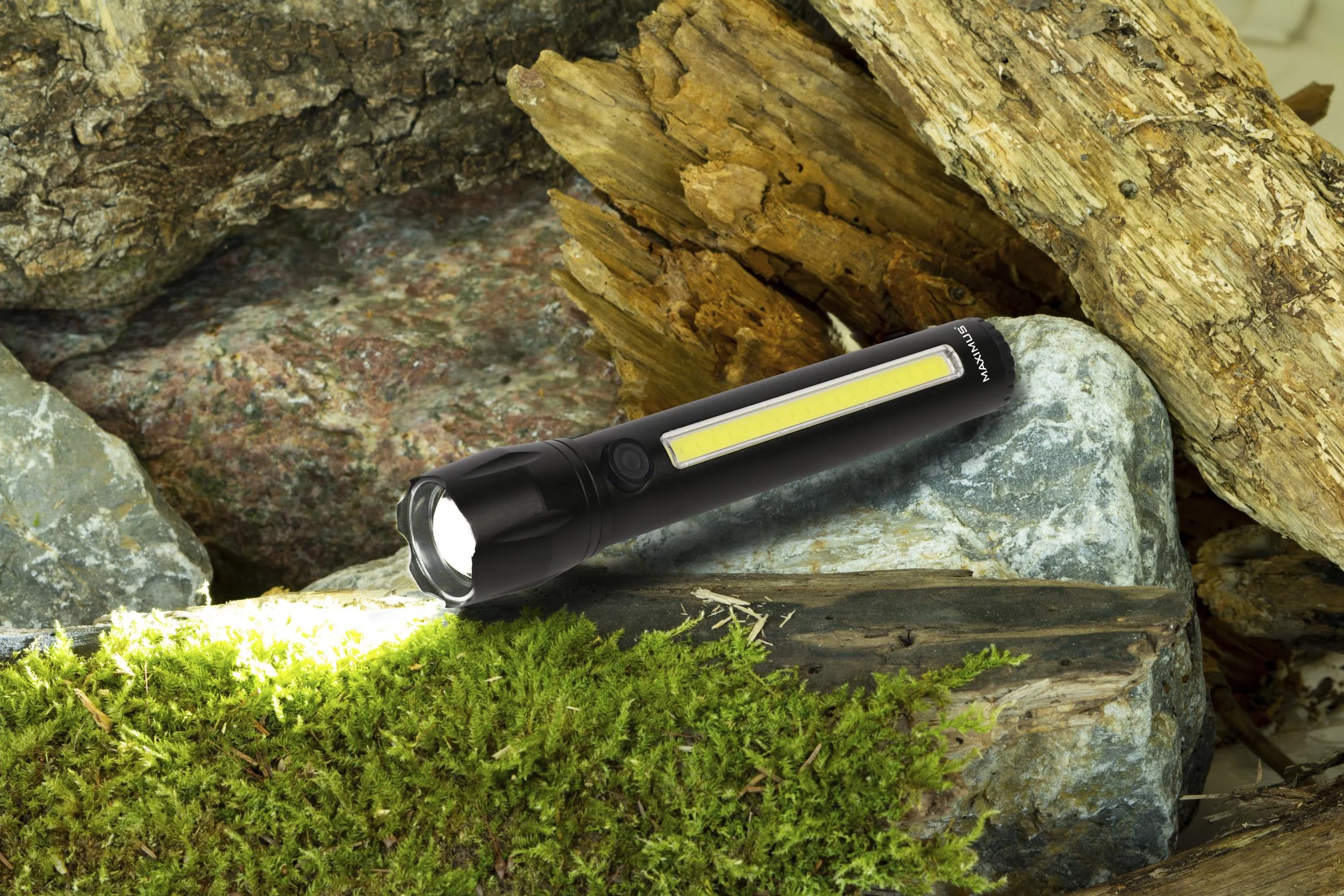 Aufladbare LED-Taschenlampe mit 3W Power-LED und 3W COB-LED - 0