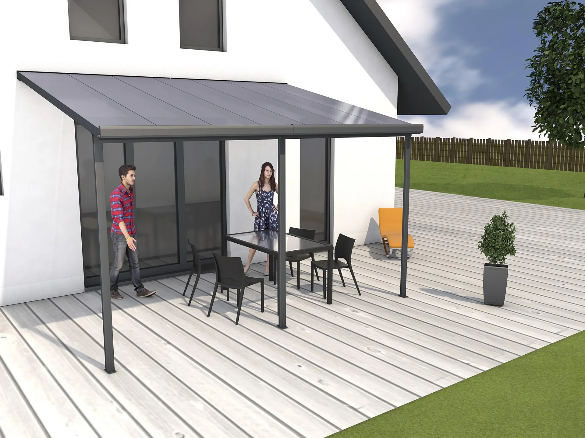 Terrassendach Bausatz, Farbe anthrazit, 4260 x 3060 mm - 3