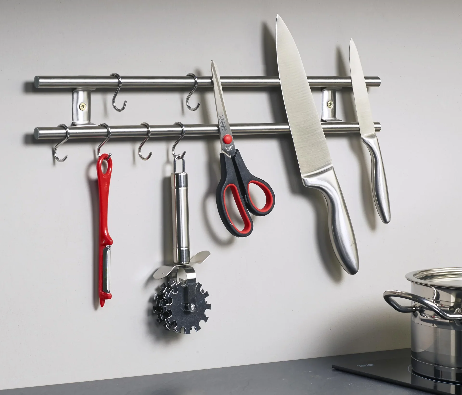 2in1 Magnetische Küchenreling mit 6 Haken - 0