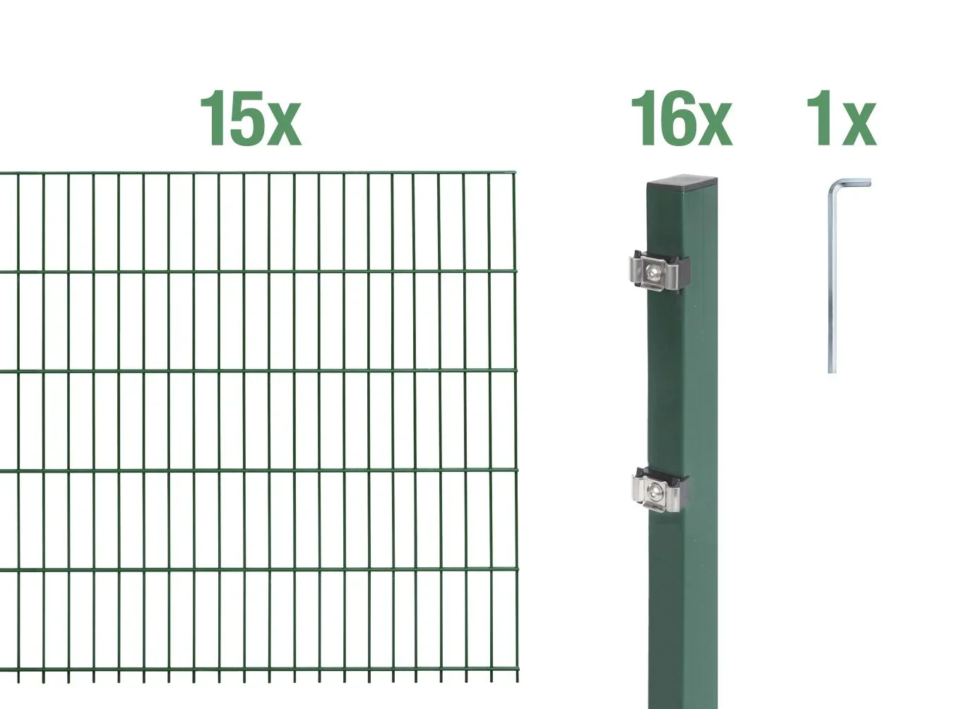 Doppelstabmattenzaun Komplettset, grün, Höhe 140 cm, Länge 30 m - 3