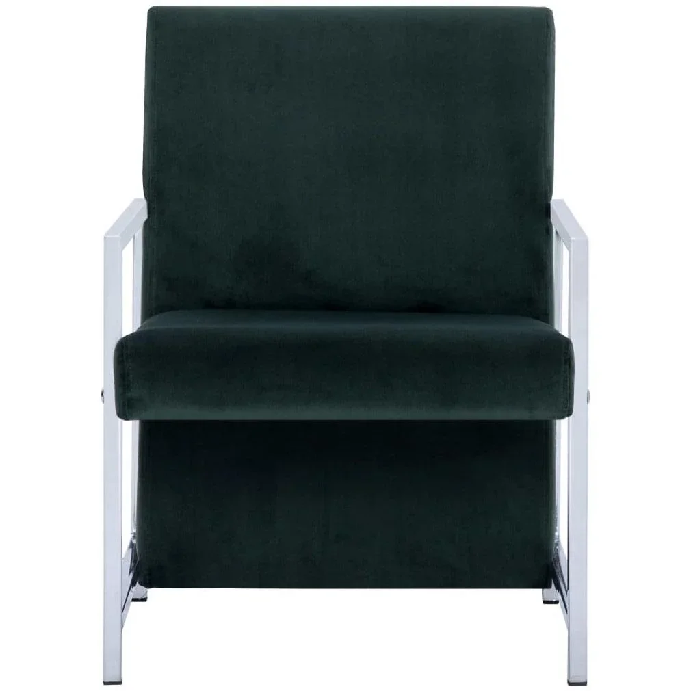 Sessel mit Chrombeinen Samt dunkelgrün - 1