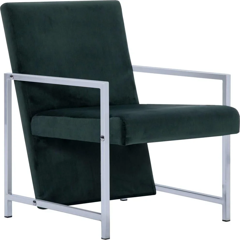 Sessel mit Chrombeinen Samt dunkelgrün - 2