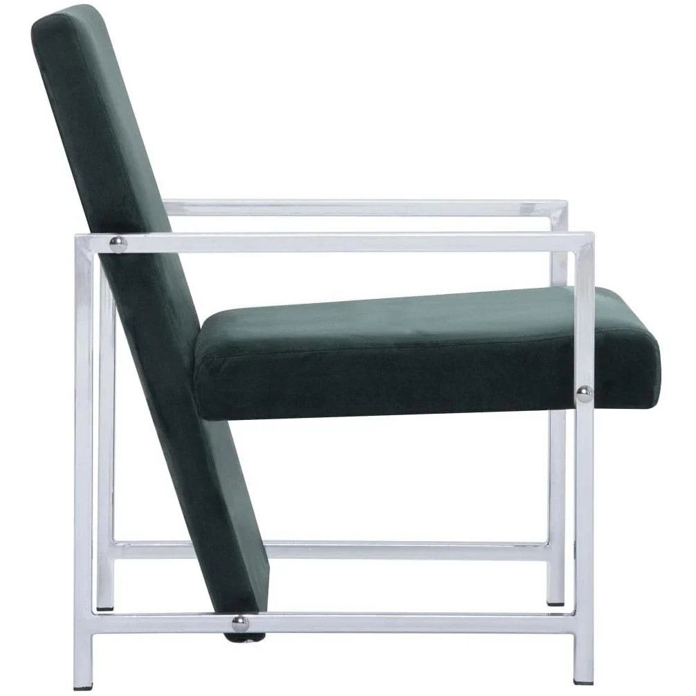 Sessel mit Chrombeinen Samt dunkelgrün - 3