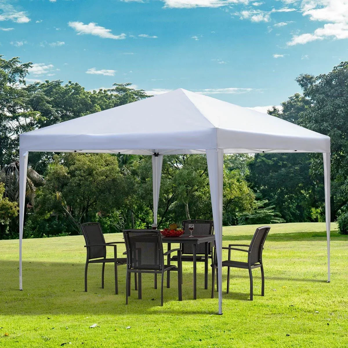 Pop-up Partyzelt Pavillon weiß 2,95 x 2,95 m - 4