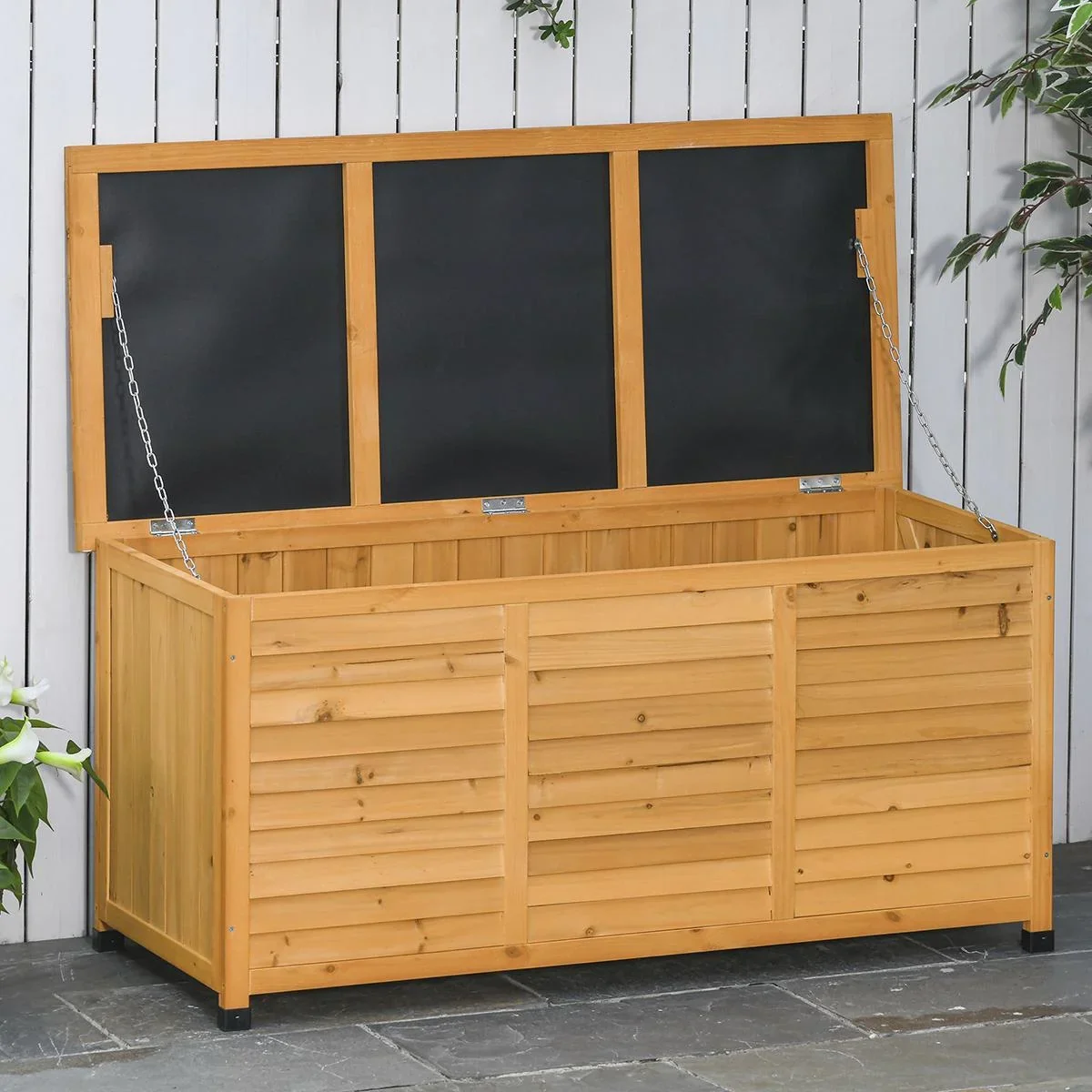 Gartenschrank Gerätehaus Gerätescharank wasserbeständig Tannenholz dauerhaft große Raum 127 x 56 x 60 cm Gelb - 4