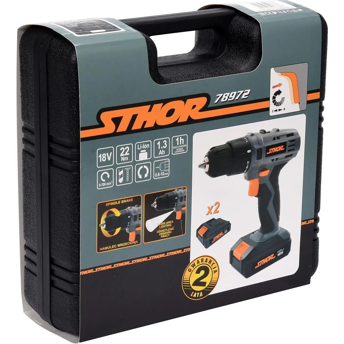 Akkubohrmaschine mit 2 Akkus und 1 Ladegerät - 18V - 10mm - 22Nm - 7