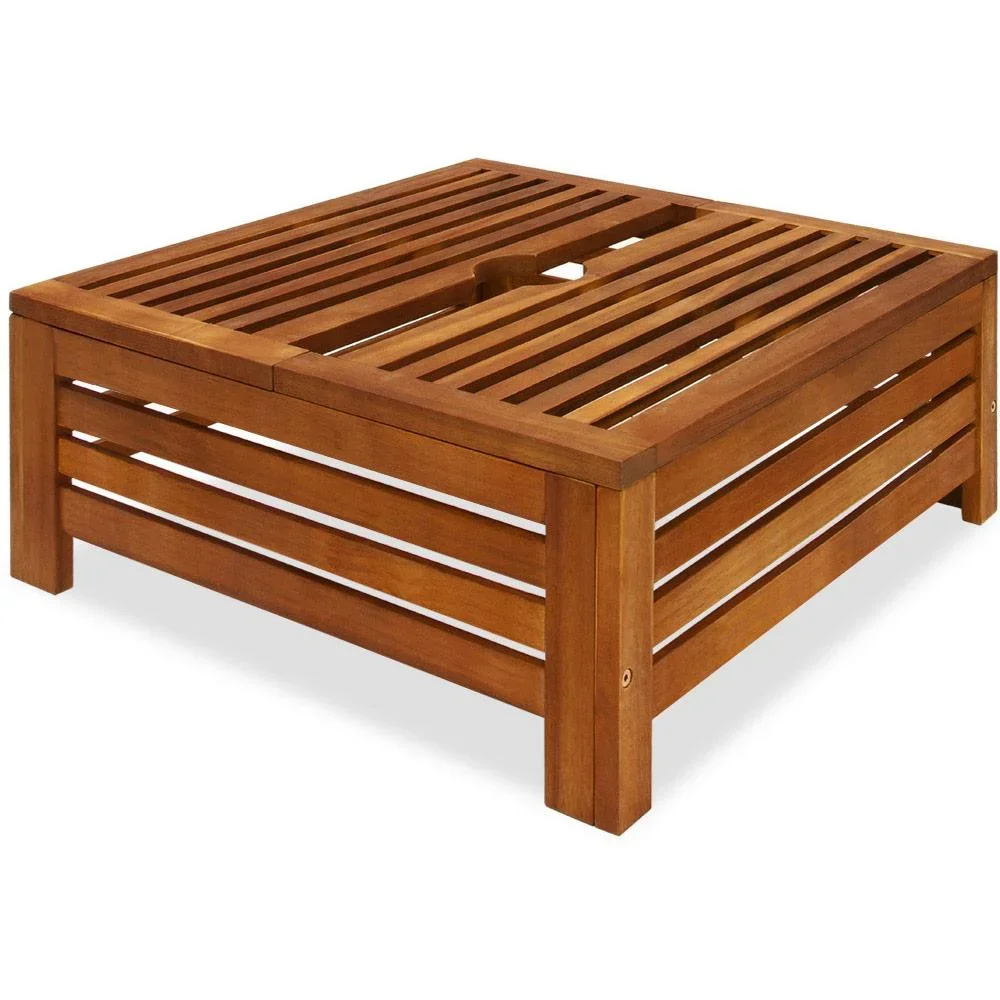 Sonnenschirmfußtisch, Gartentisch, Beistelltisch, Sonnenschirmfußabdeckung, Akazienholz 62x62x26cm - 2