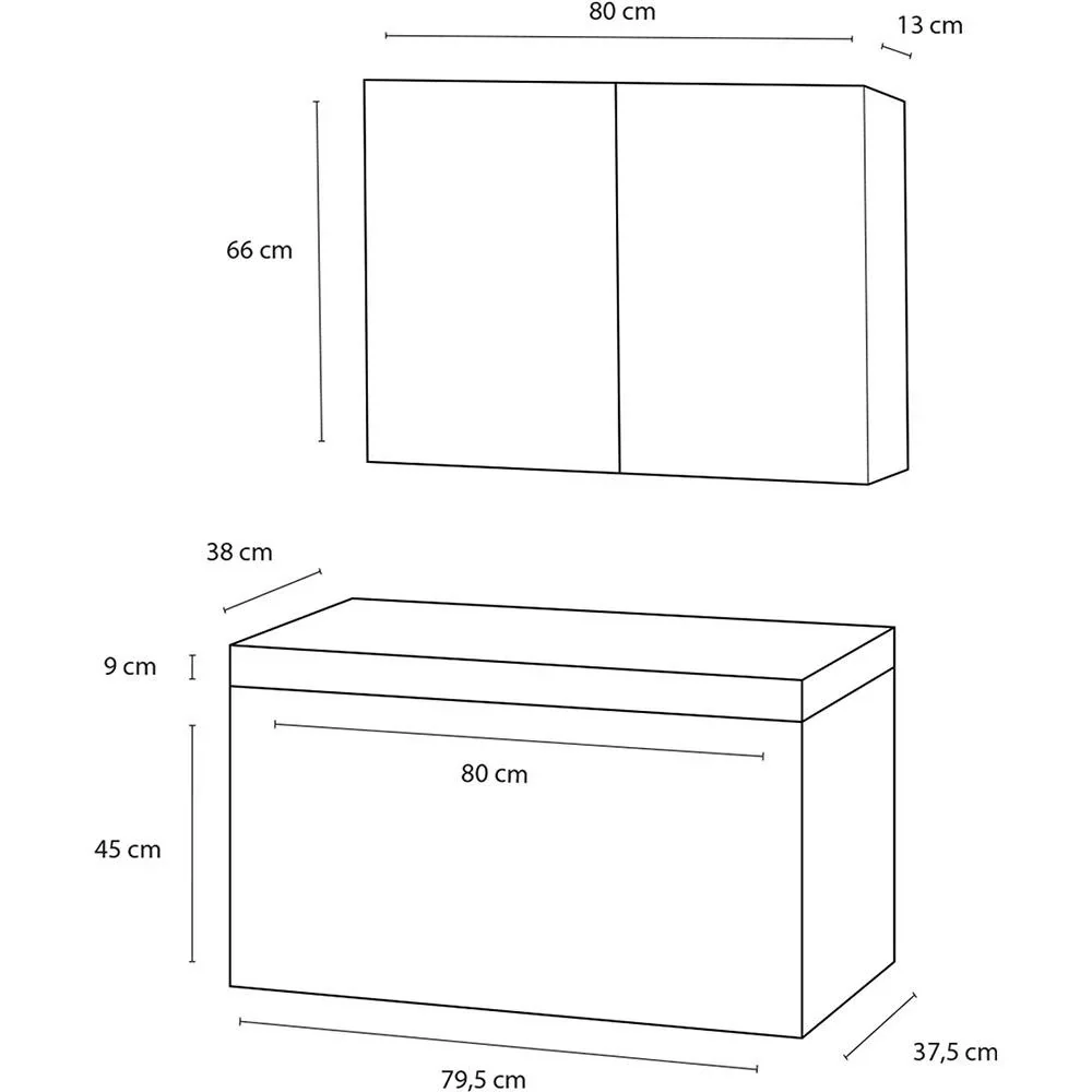 Shallow Badezimmermöbel 80cm - anthrazit - 1