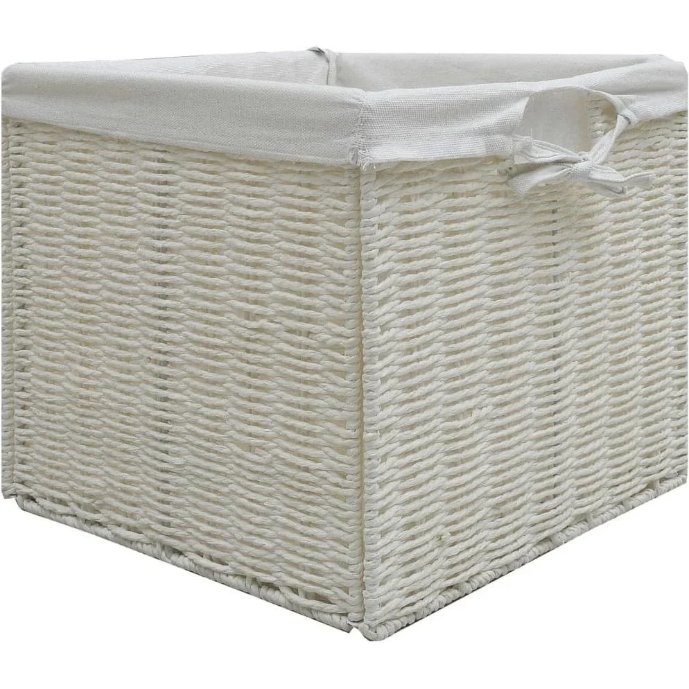 TV-Schrank mit 2 Körben Holz weiß - 0