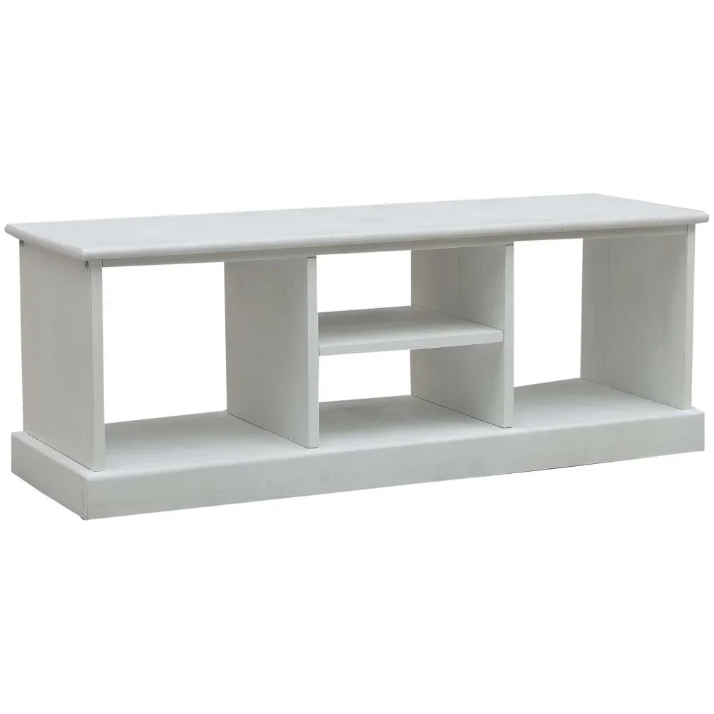 TV-Schrank mit 2 Körben Holz weiß - 3