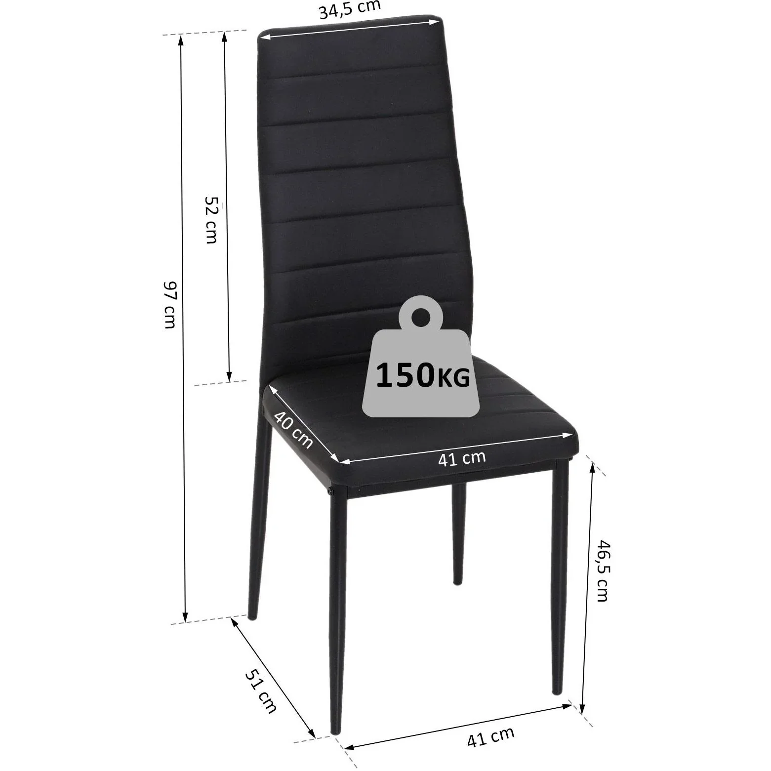 4er-Set Esszimmerstuhl Küchenstuhl Luxus Essgruppe Polsterstuhl Stuhl Hochlehner Kunstleder + Metall - 0