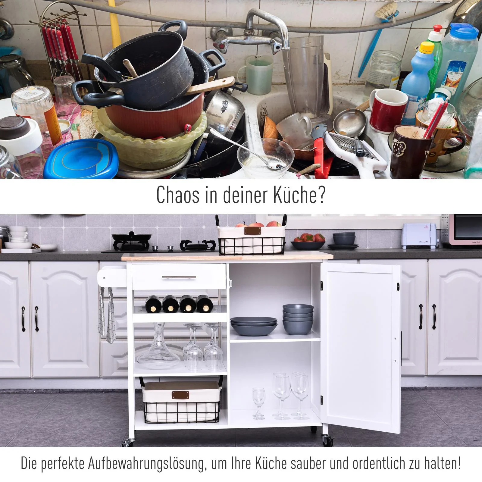 Küchenrollwagen mit Schublade - 3