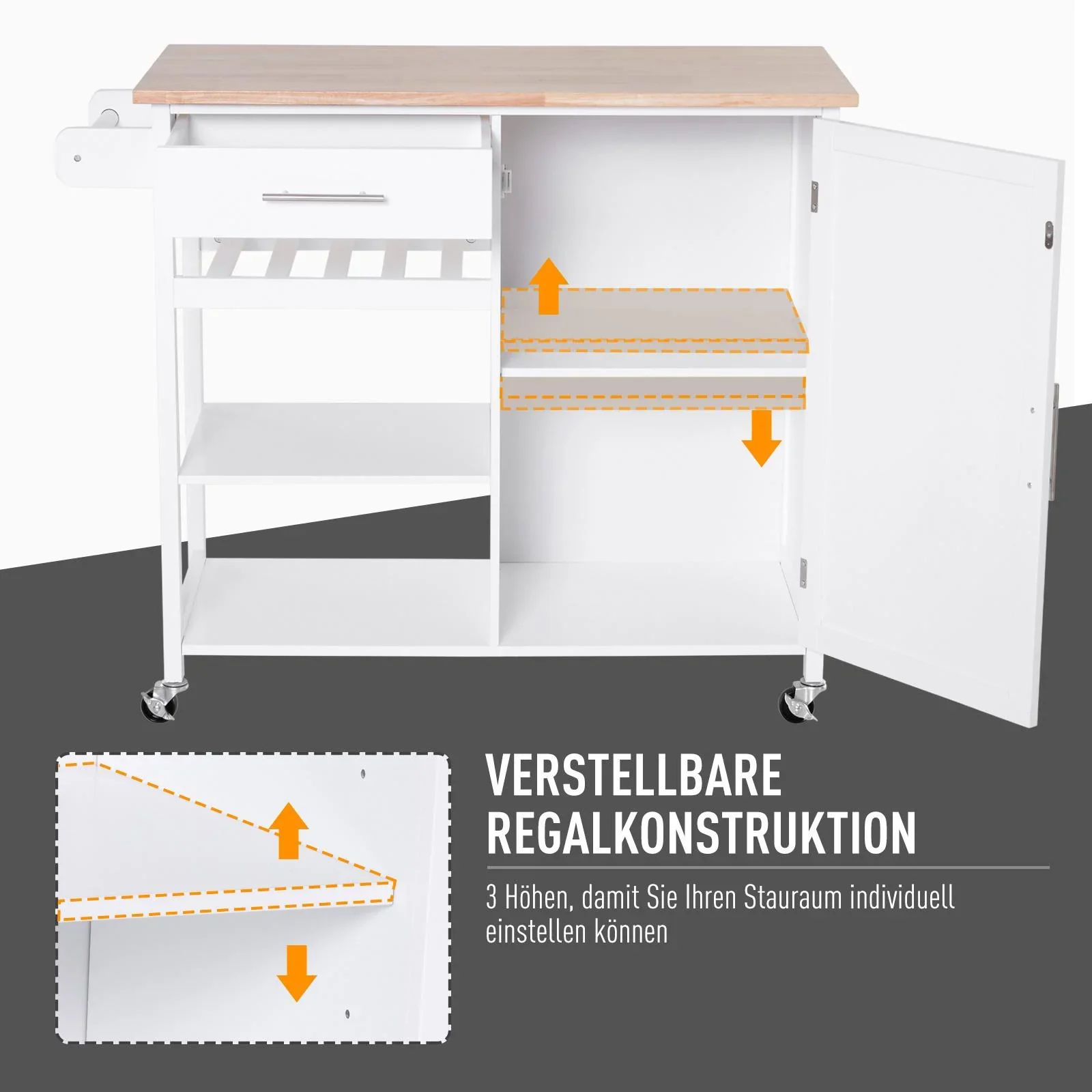 Küchenrollwagen mit Schublade - 5